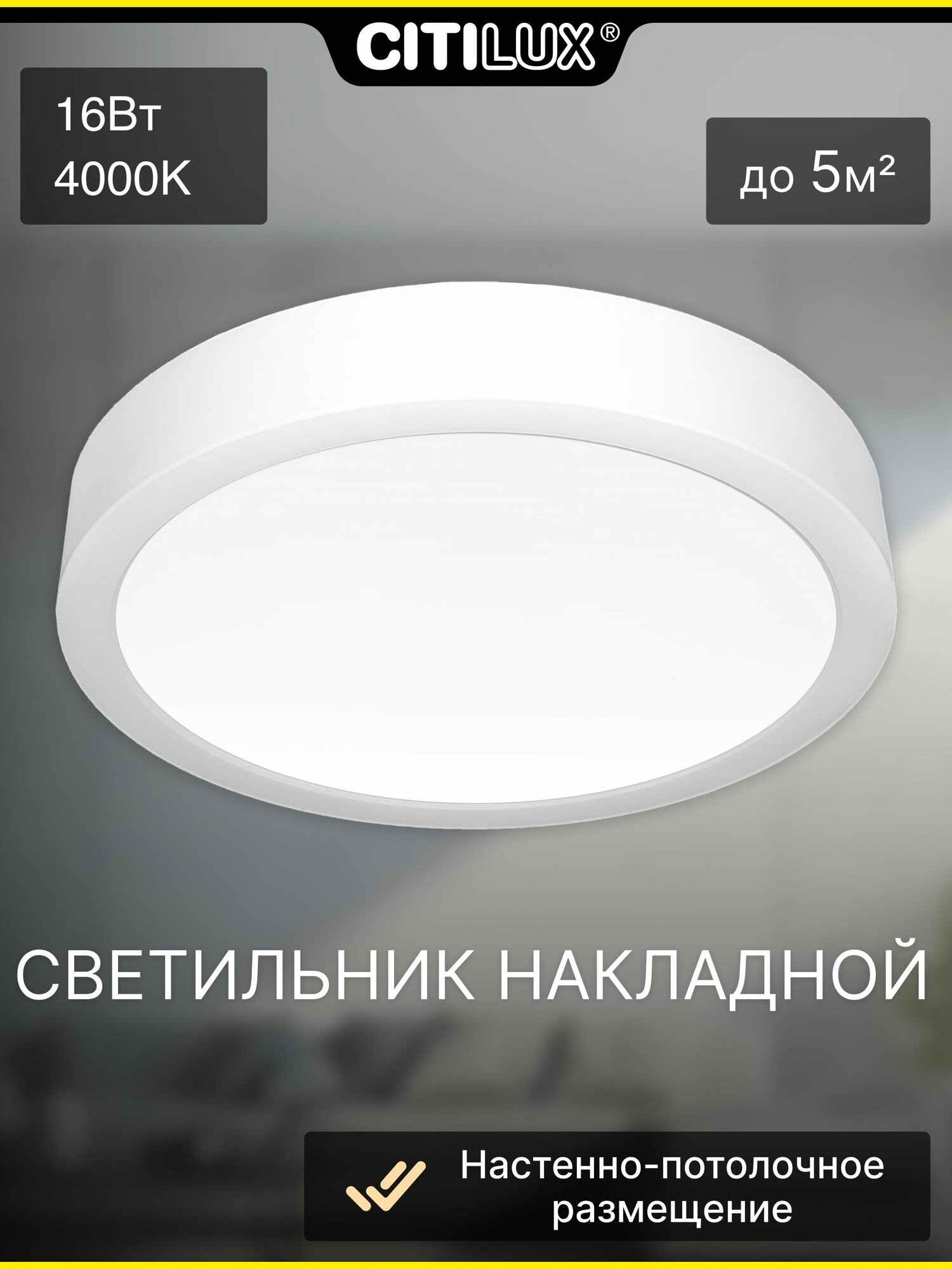 Настенно-потолочный светодиодный светильник Citilux Галс CL5516N белый матовый 16Вт 4000К диаметр 16см