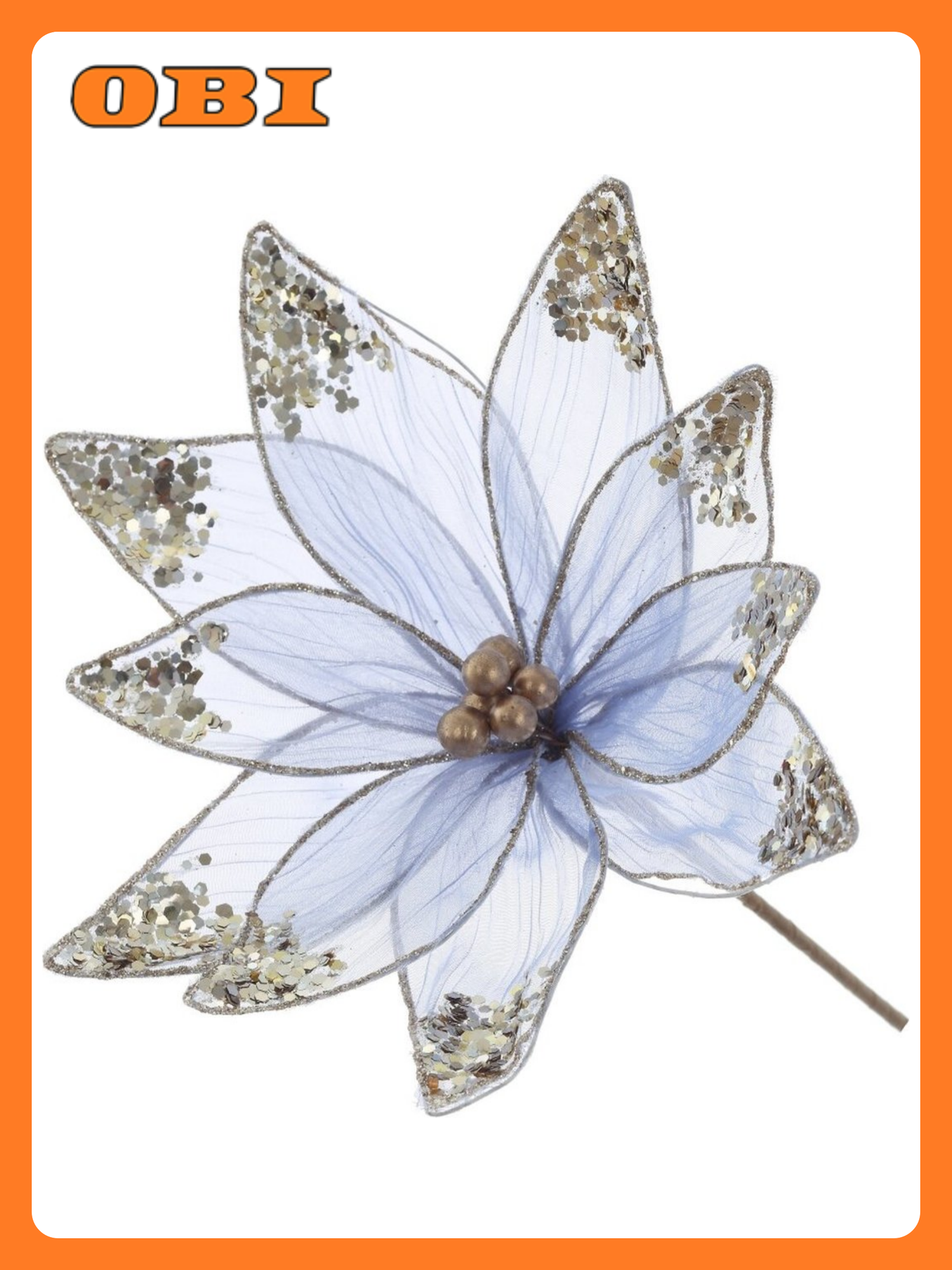 Цветок искусственный Пуансеттия L21 W21 H41 см