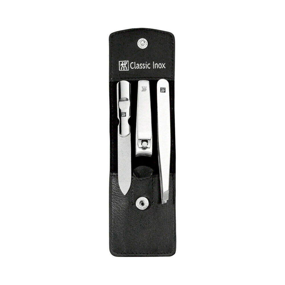 Набор маникюрный в кожаном футляре, цвет черный, 3 предмета, Classic Inox 97435-004