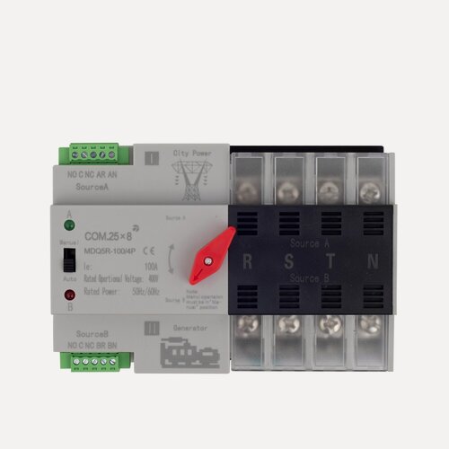 Изображение товара Рeвeрсивный рубильник c электроприводом COM.25X8 MDQ.5R-100/4, 4p 100А