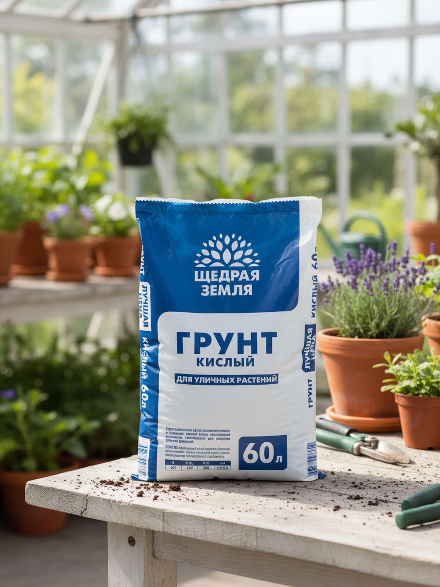 Грунт Щедрая земля НЦС кислый 60 л для рассады и посадки урожайный Россия
