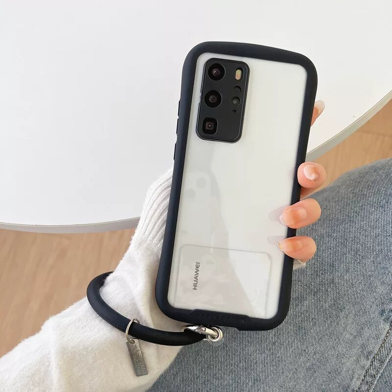 Чехол полной защиты для Huawei P40 Pro с прозрачным материалом и анти-скользящим покрытием, цвет черный, прочная защита