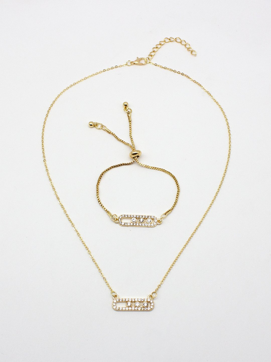 Комплект бижутерии: браслет, цепь, Swarovski Zirconia