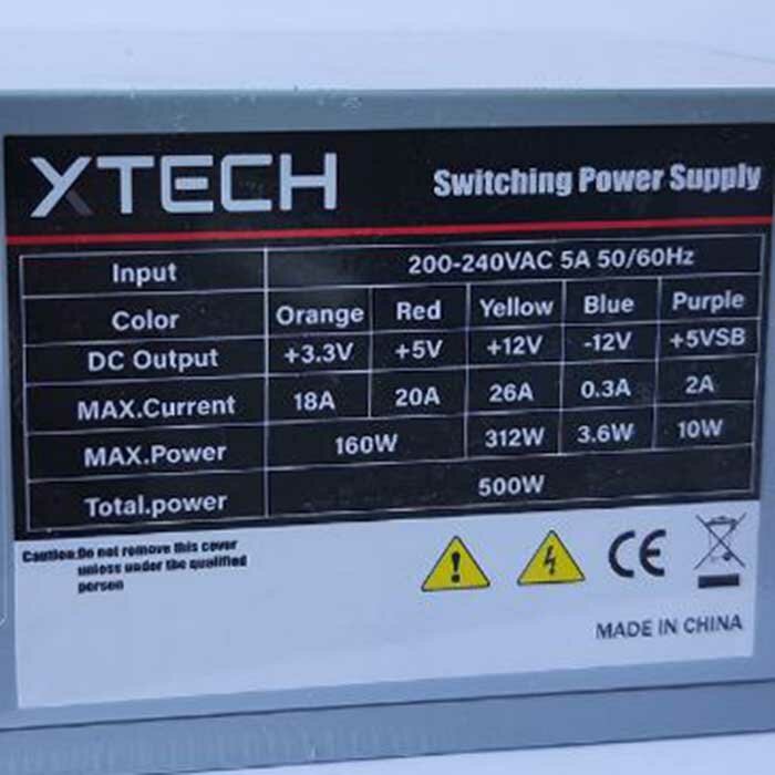 Блок питания Xtech 500W, компьютерный, ATX для оффисных компьютеров — фото 1