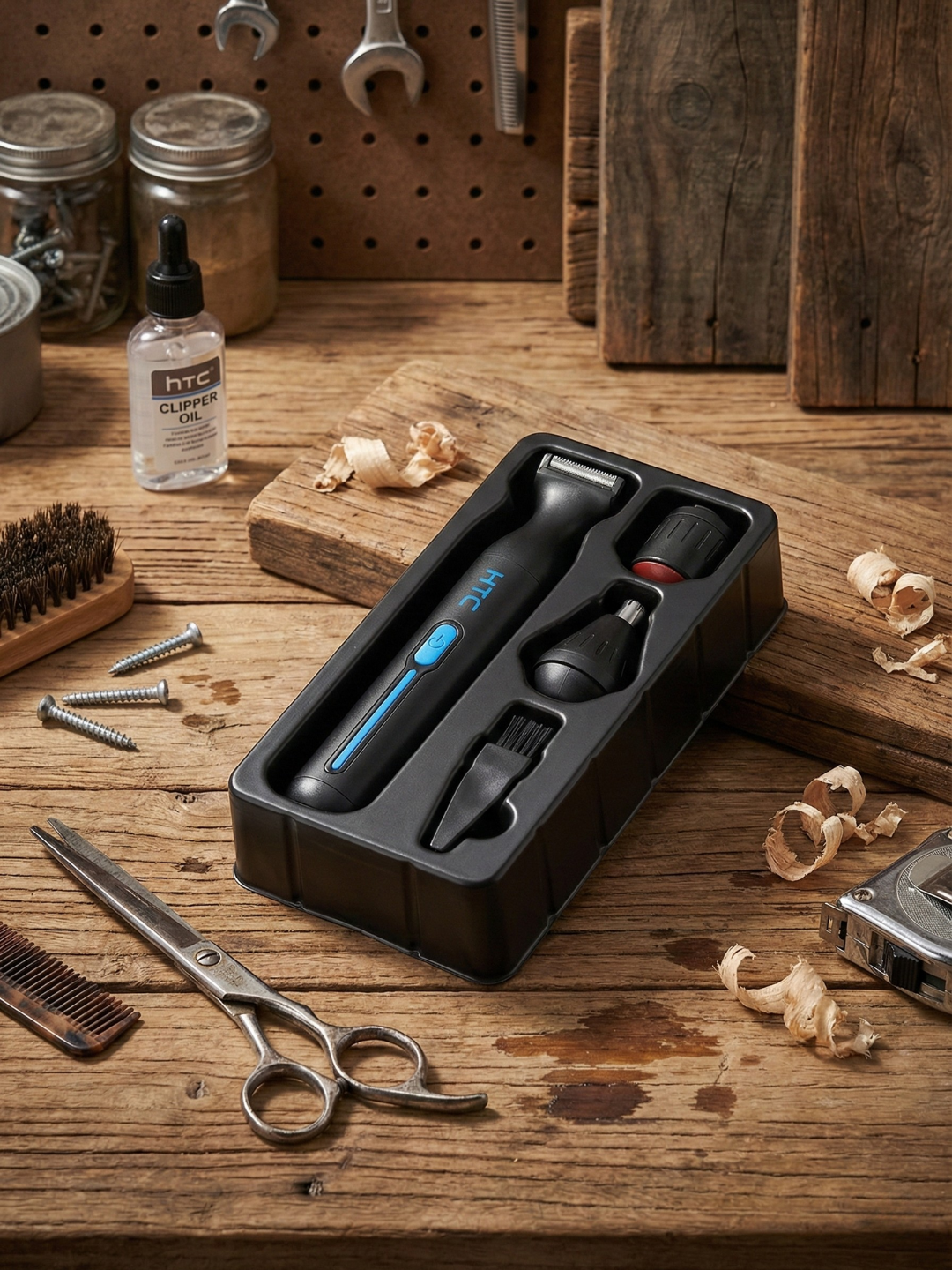 Набор для стрижки и бритья HTC: Триммер универсальный 3 в 1 / 4 в 1 , USB Type-C — фото 1