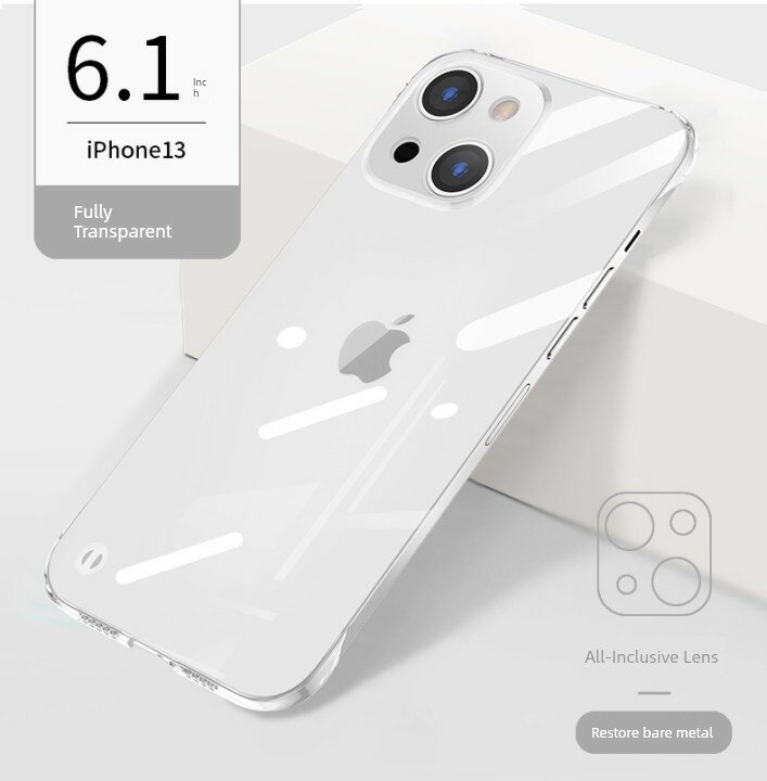 IPhone 13 прозрачный чехол с полным покрытием камеры, безрамочный дизайн, прозрачная поверхность
