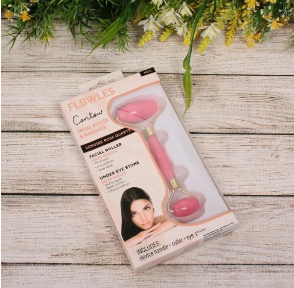 Нефритовый роликовый массажер для лица и тела с двойным роликом