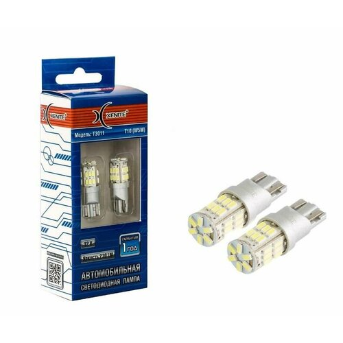фото Светодиод 12v (номер габариты) (t10/w5w/w21x95d) t3011 белый, 2 шт / xenite / 1009419
