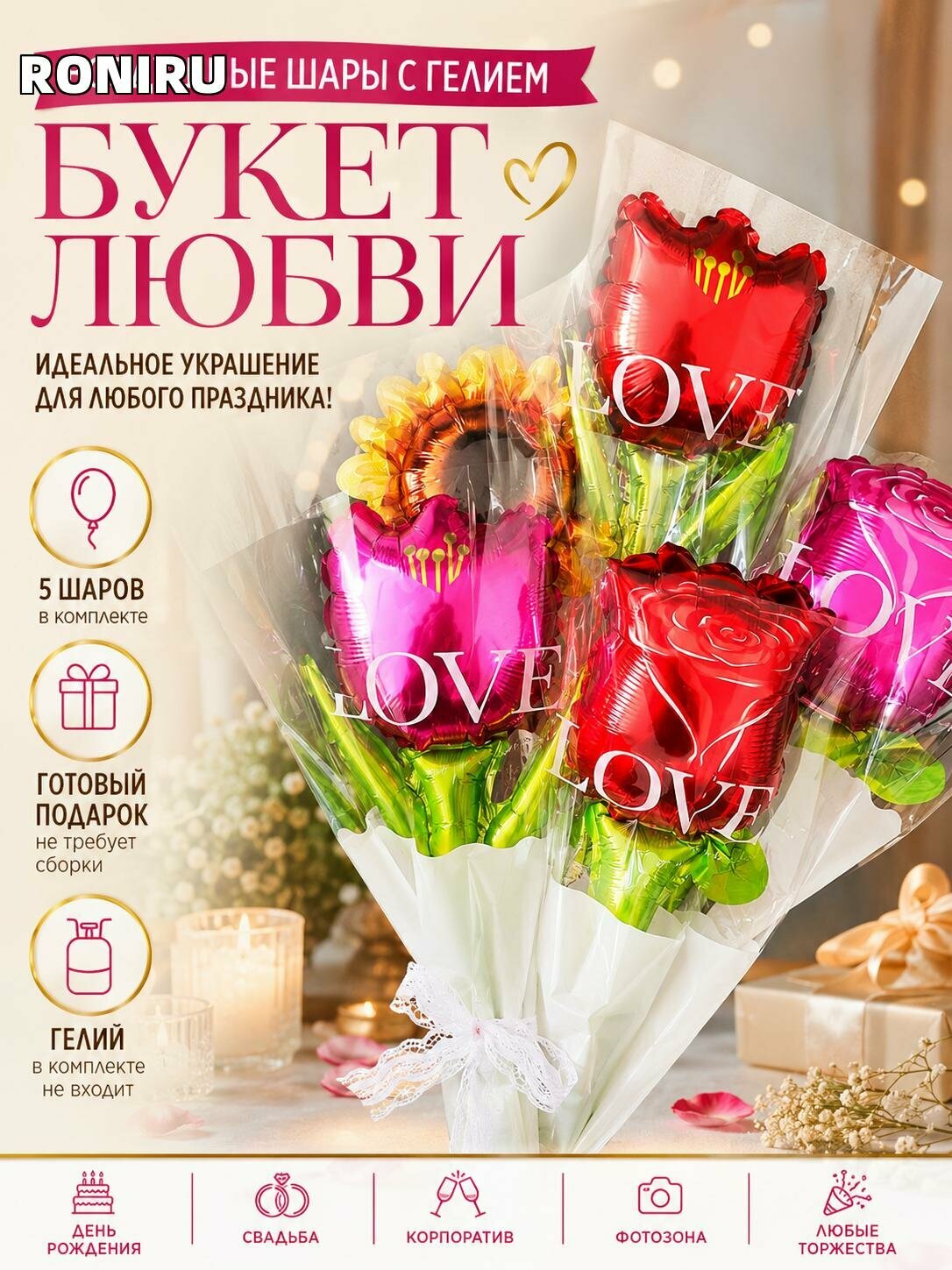 Воздушные шары с гелием для праздника — украшение на день рождения, свадьбу, корпоратив, фотозон и другие торжества