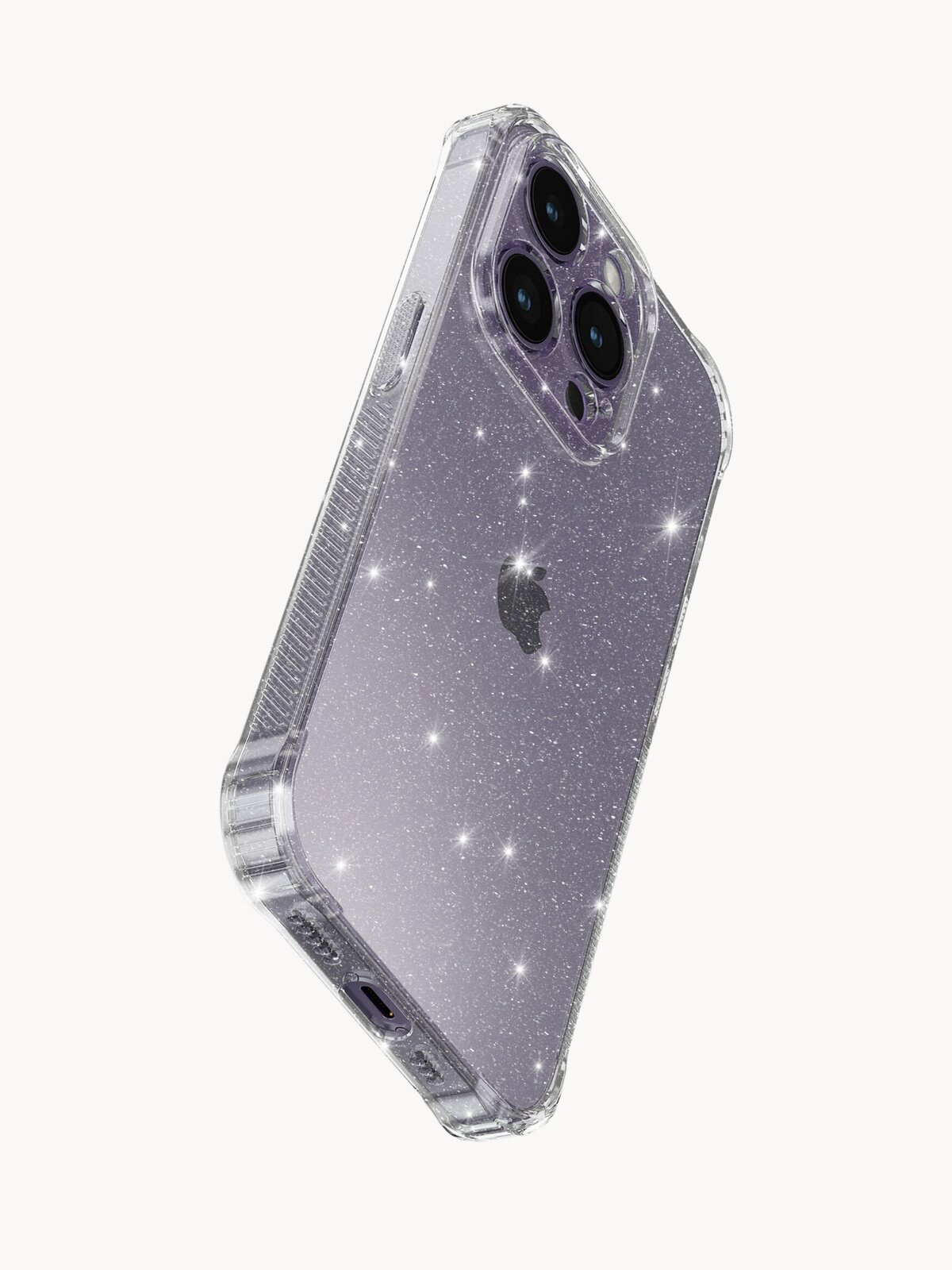 Блестящий чехол для iPhone 14 Pro Max / Айфон 14 Про Макс с усиленными углами, прозрачный