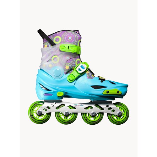 Роликовые коньки Saimaa Happy Racer 38-41, раздвижные, жёсткий ботинок, голубой