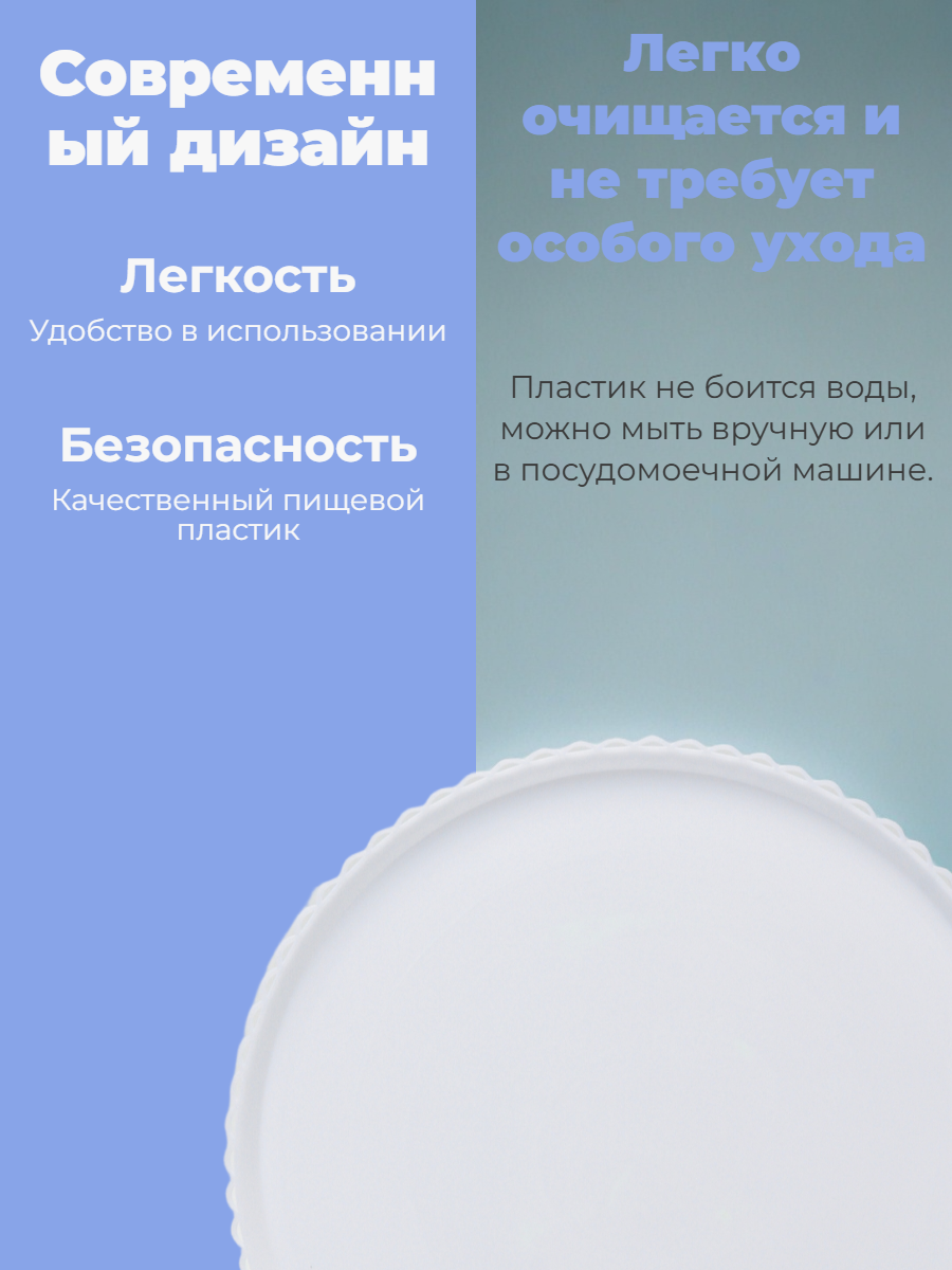 Тортница из пластмассы, белая, диаметр 35 см — круглая подставка для торта — фото 1