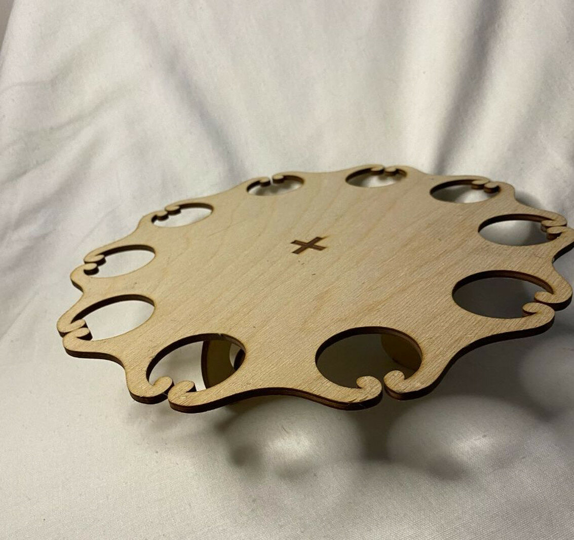 Подставка для кулича и десяти яиц, деревянная, светло-бежевый — фото 1