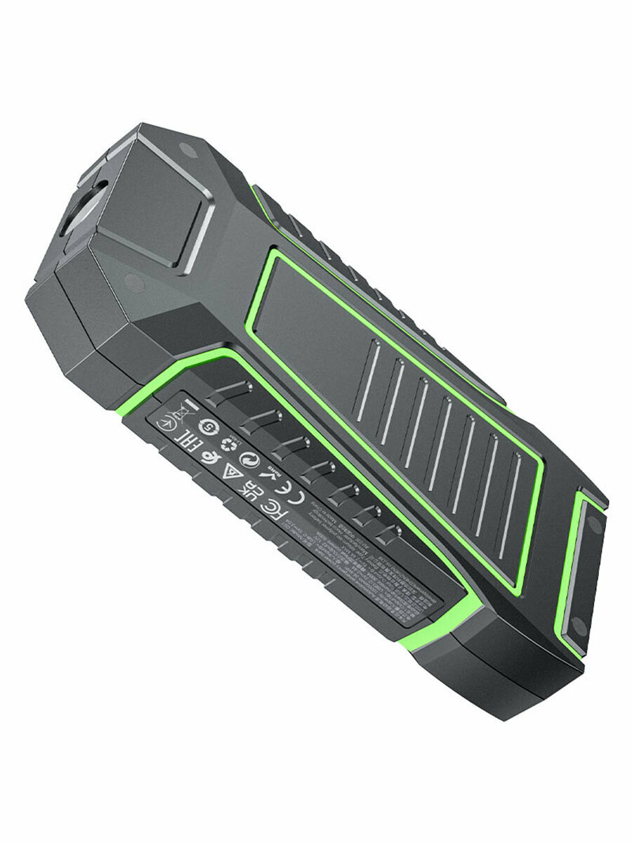 Зарядные И Пусковые Устройства Для Аккумулятора Xiaomi Пуско-зарядное устройство для автомобиля, повербанк 10000mAh HOCO QS1 12B, с фонарем, цвет Черный/зеленый