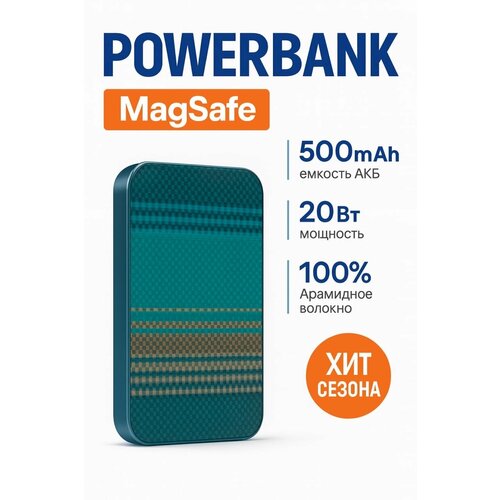 Внешний аккумулятор Keephone kevlar Brendy MagSafe Power Bank 5000 mAh для iPhone, 20/15w- синий
