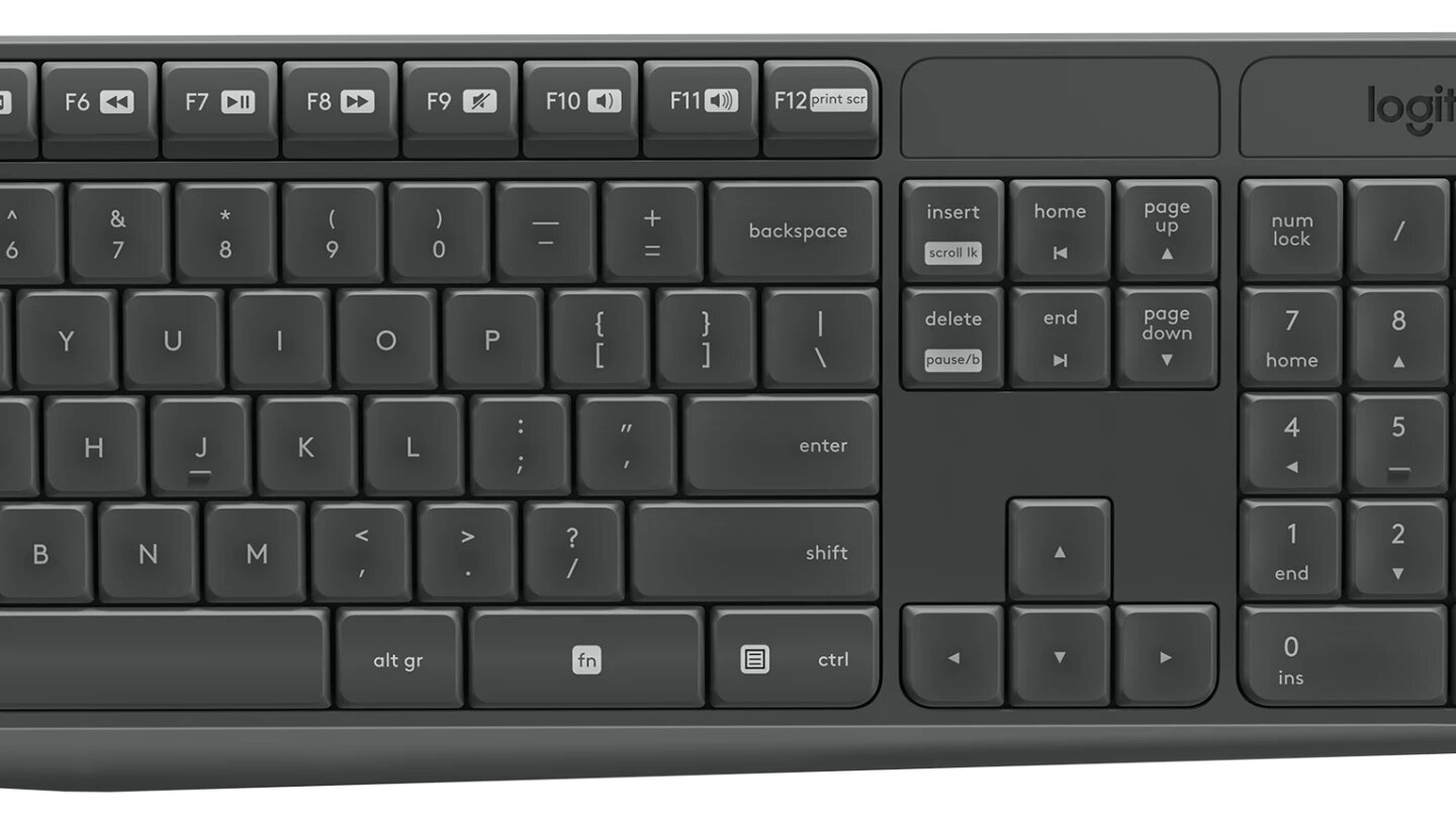 Комплект клавиатура + мышь LOGITECH MK235, беспроводной, серый, русский — фото 1