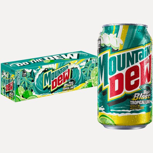 Изображение товара Газированный напиток Mountain Dew Baja Blast (тропический лайм) 0.355л. х 12шт.