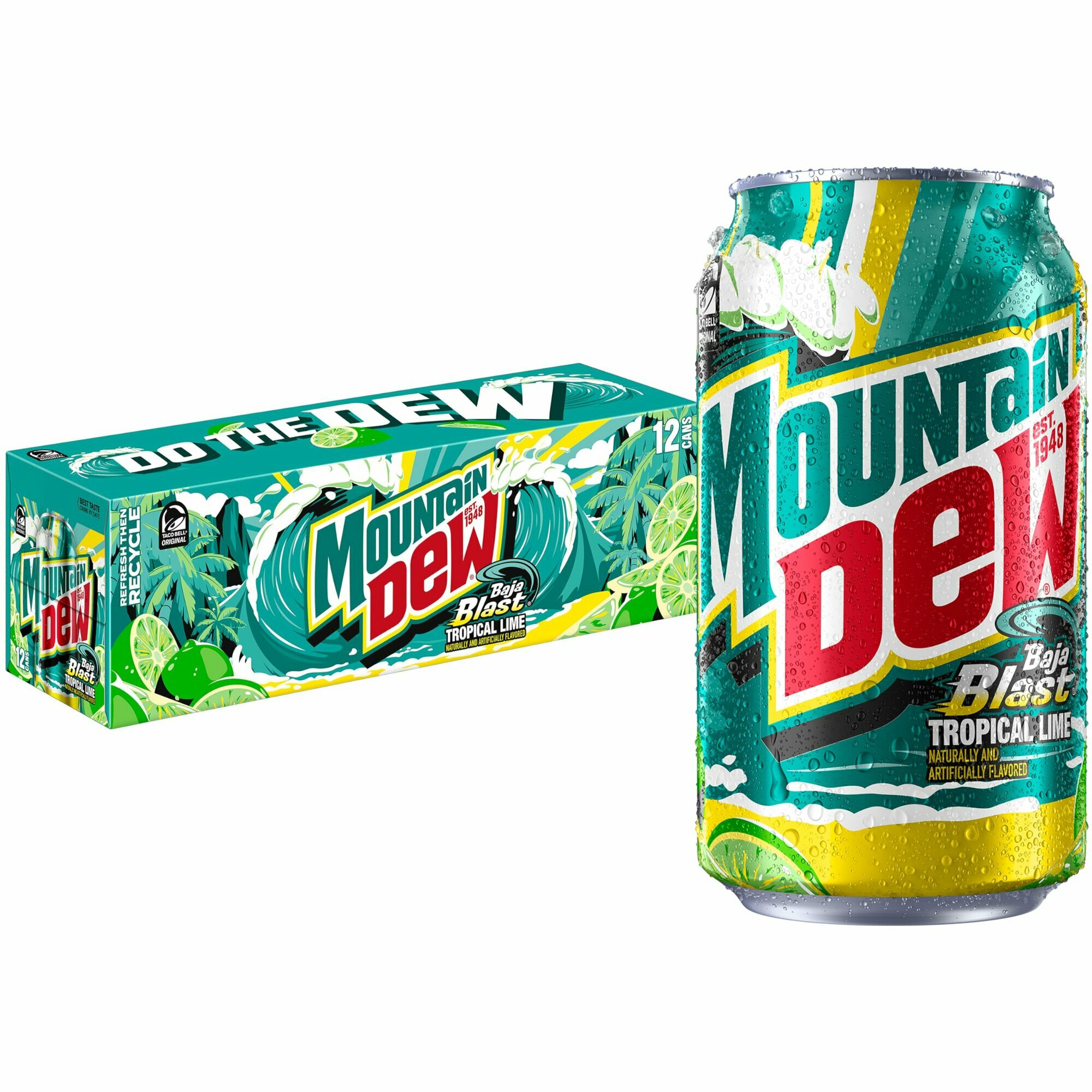 Газированный напиток Mountain Dew Baja Blast  тропический лайм  0 355л  х 12шт 