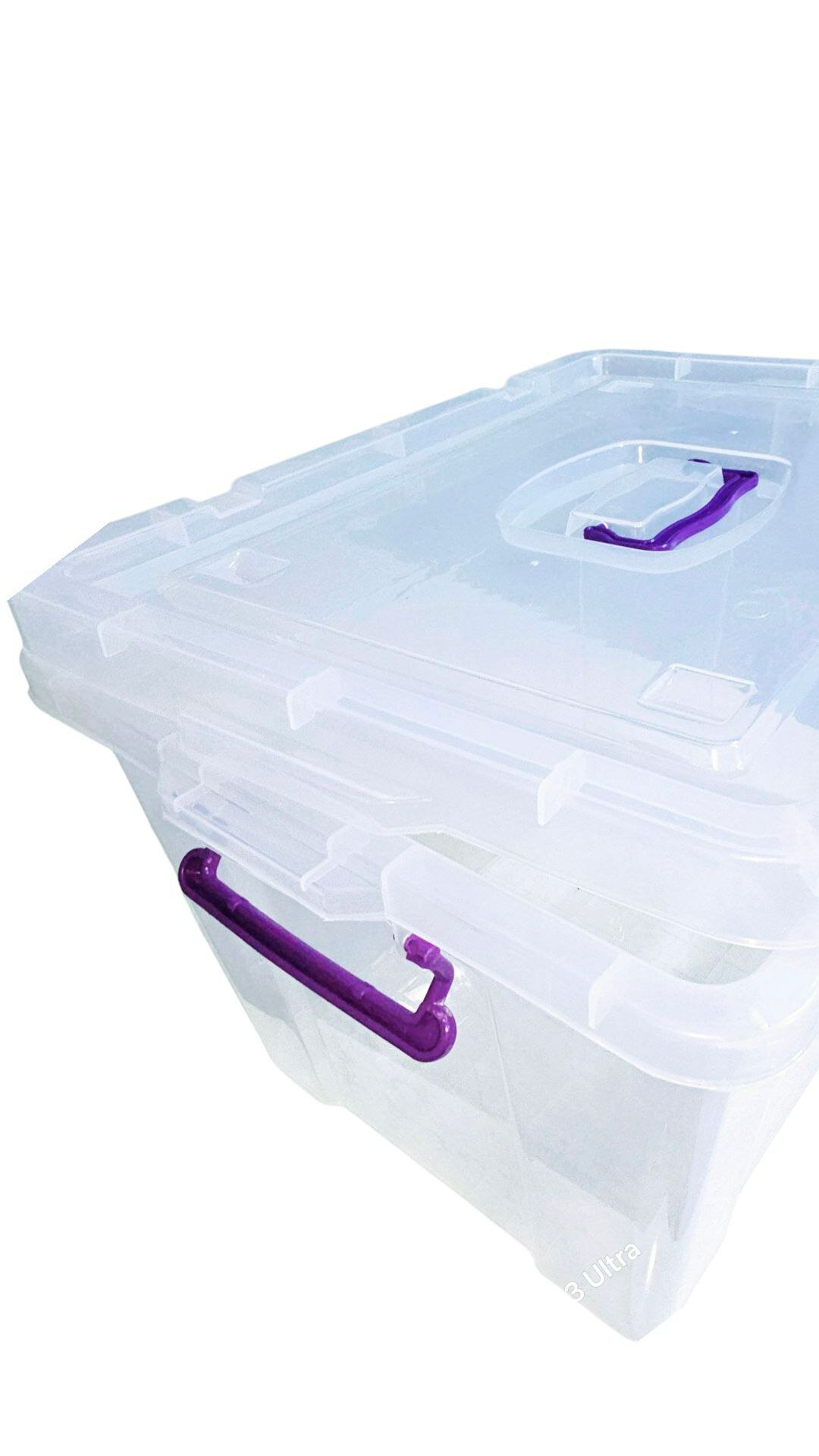 Прочный пластиковый контейнер объёмом 70 литров с плотной крышкой для хранения вещей, игрушек и бытовых принадлежностей — фото 1