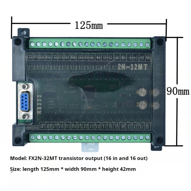 Программируемый логический контроллер Fx2n-10/14/20/24/32 MR/MT FX2N-32MT 2AD(0-10V)