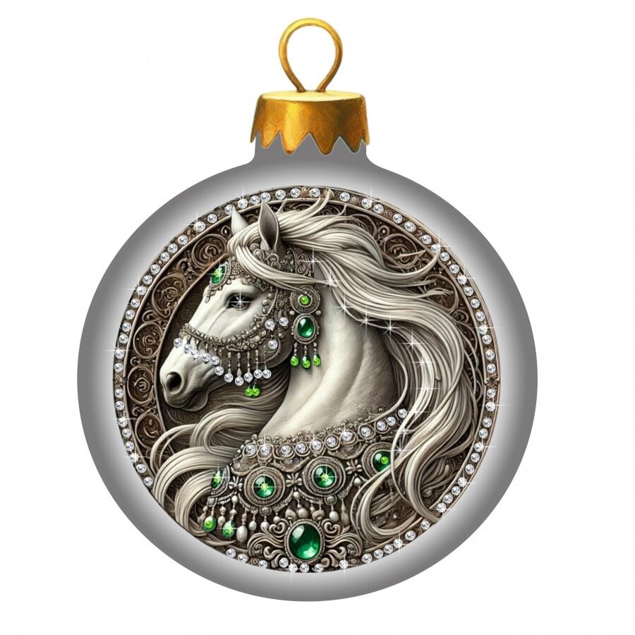 Новогодний шар Изумрудная грация, инкрустированный кристаллами Swarovski, ручная роспись
