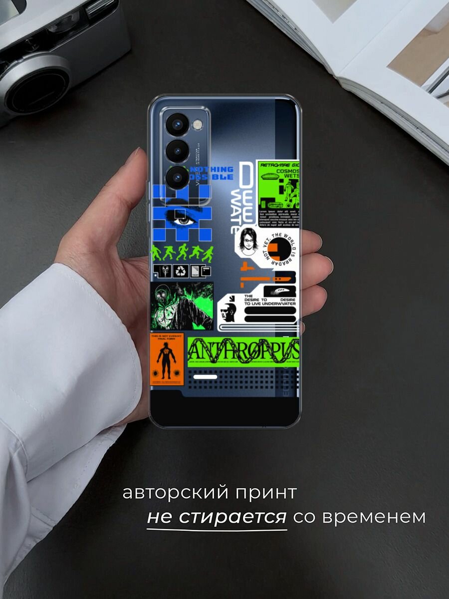 Чехол на Tecno Camon 18P / Техно Камон 18Р с принтом "Nothing impossible", прозрачный — фото 1