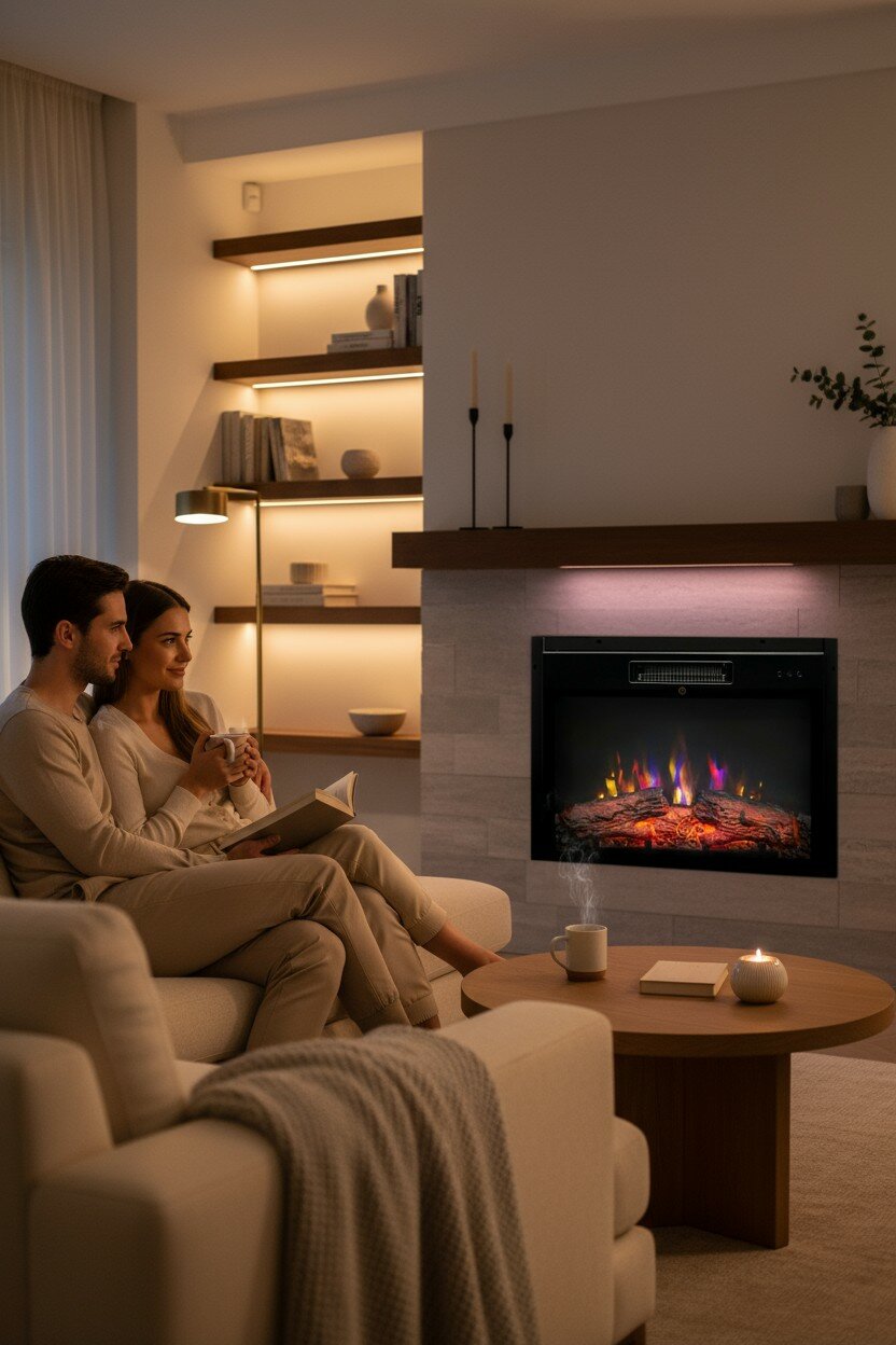 Электрокамин RealFlame Kendal 24 обогрев звук потрескивания дров пульт ду имитация пламени электроочаг фальш камин