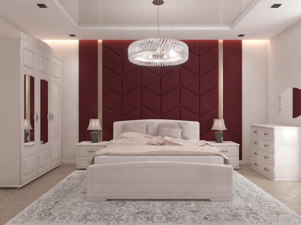 Спальный гарнитур "Кристина прайм", ЛДСП, массив, белый, 5 предметов