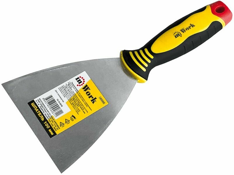 Шпатель из нержавеющей стали с трехкомп. ручкой, 125мм, InWork