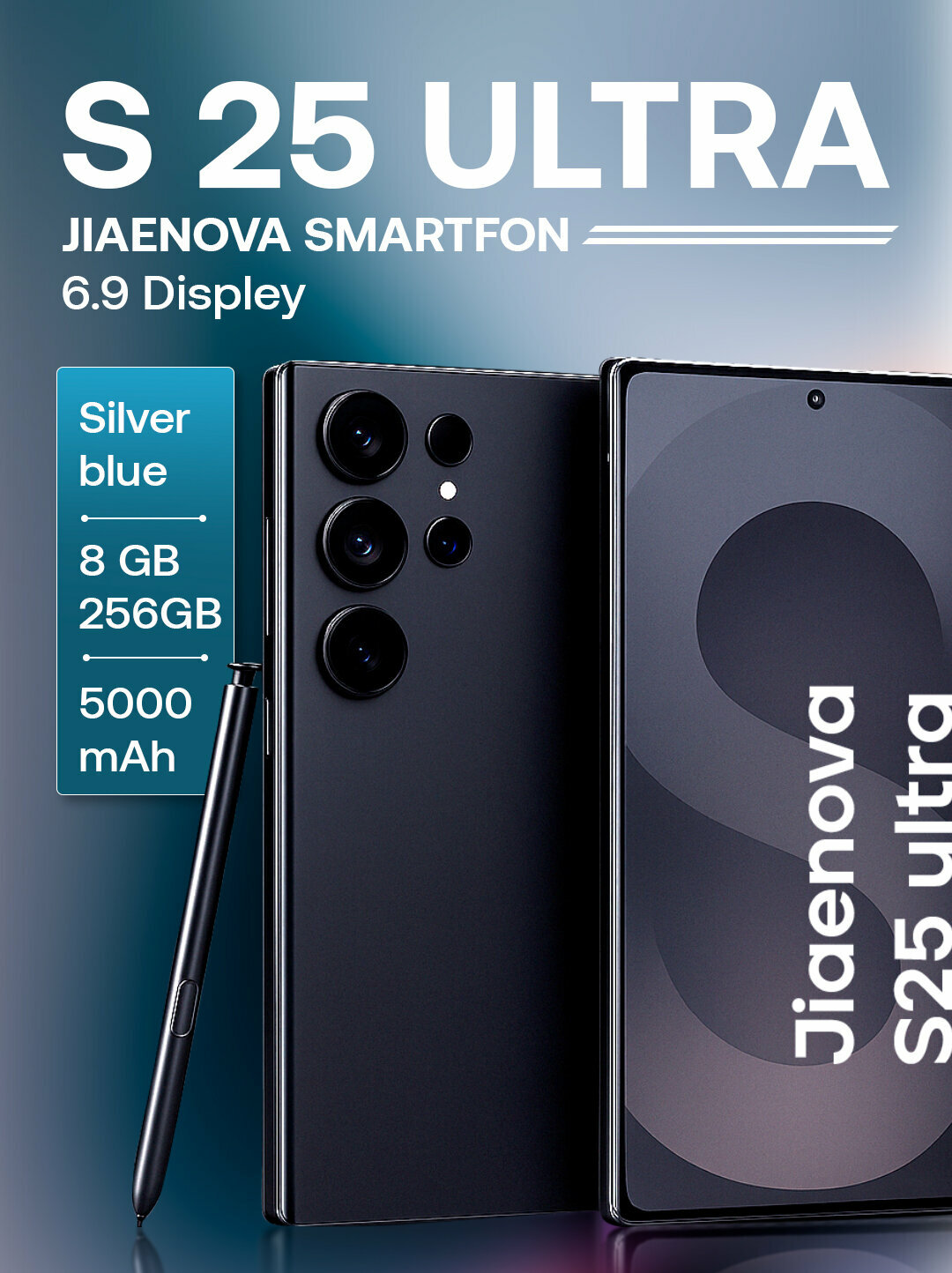 Смартфон Savdo, Jiaenova S25 Ultra, 8GB/256GB, Android, Bluetooth, Wi-Fi, 6.9"