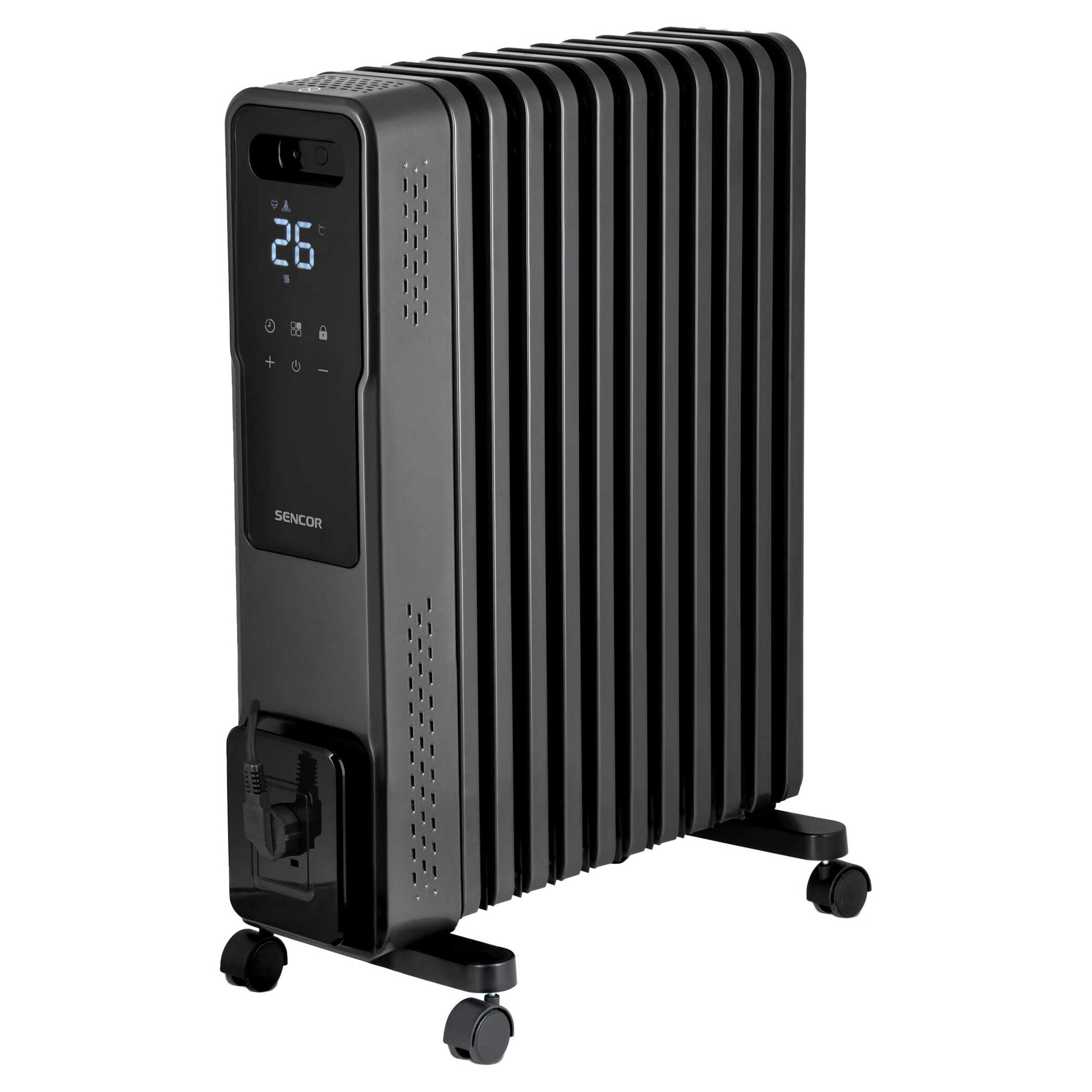 Масляный радиатор Sencor SOH 8211GY 2400 Вт 11 секций термостат управление электронное