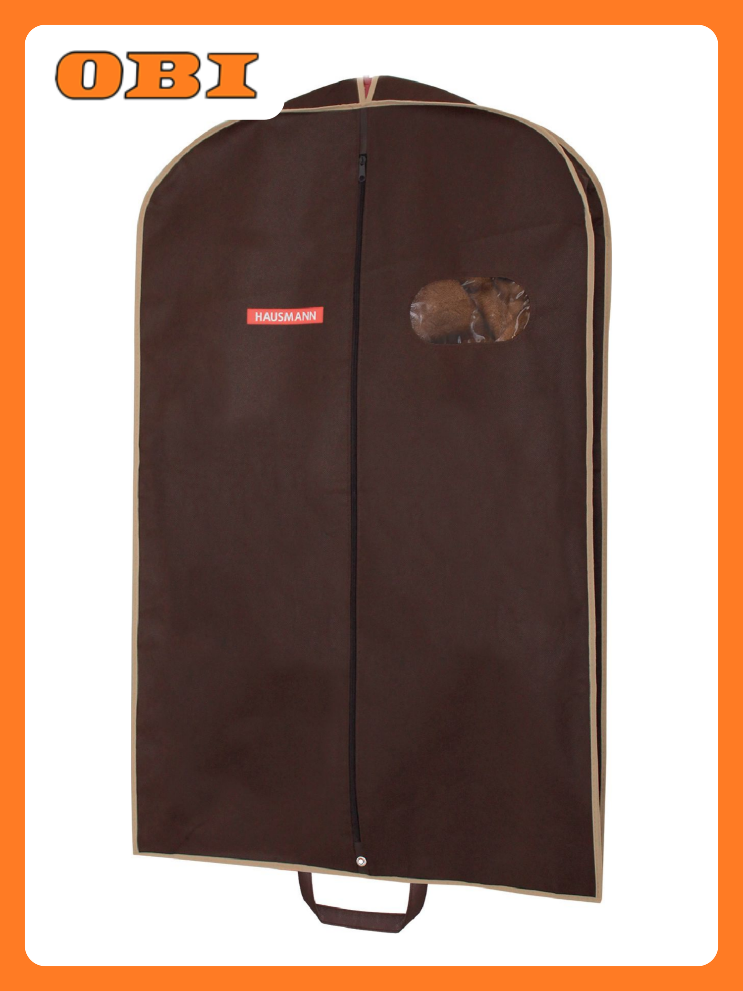 Чехол для одежды объемный HAUSMANN с овальным окном ПВХ и ручками 60x100x10 см