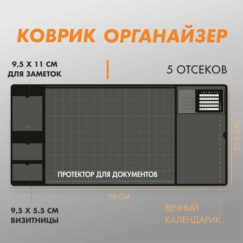Изображение товара Органайзер настольный для мыши и клавиатуры с отсеками для документов / Подложка для письма с вечным календарем / Защитный коврик на рабочий стол