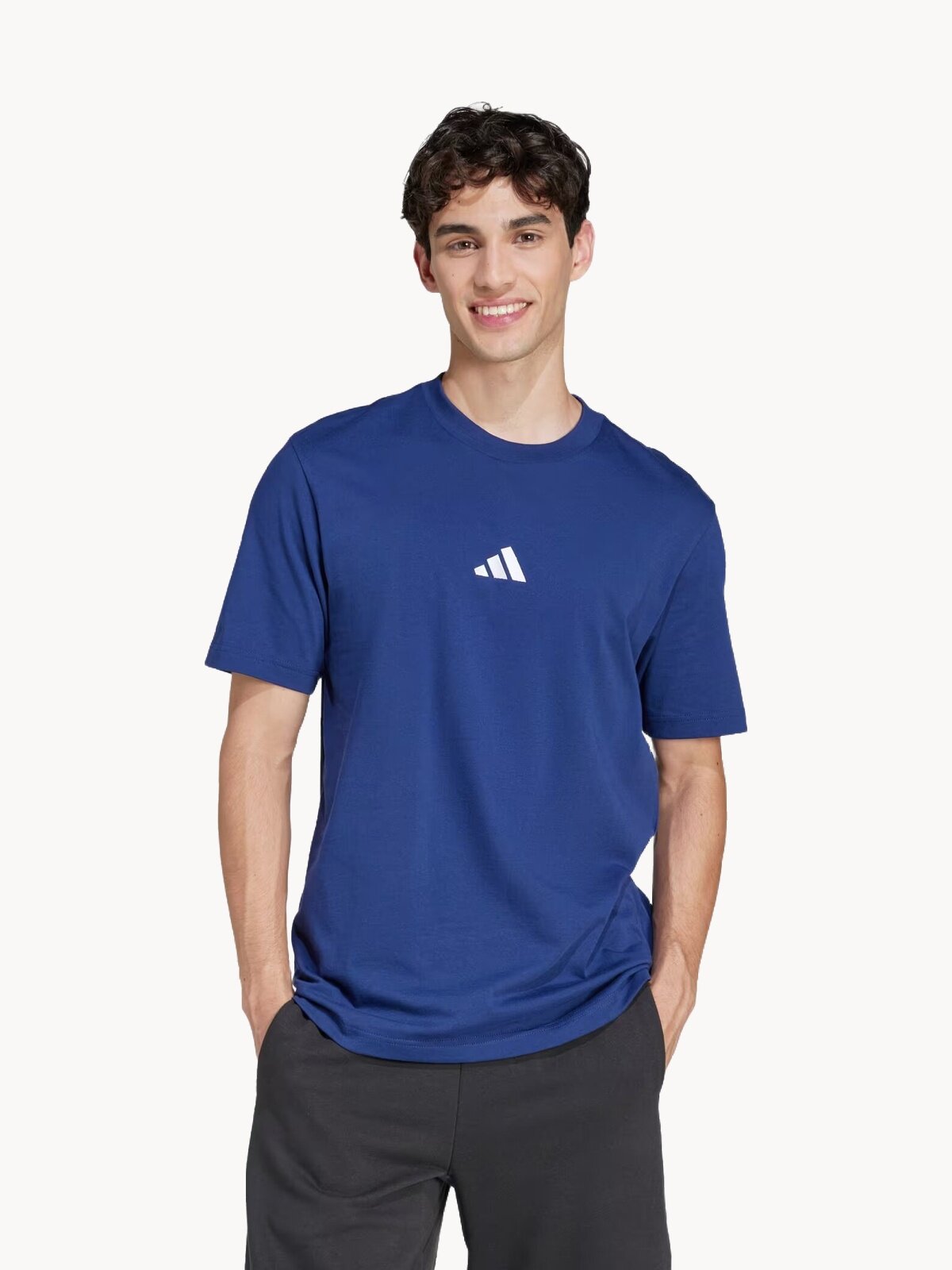 Футболка adidas Essentials Small Logo, размер XL INT, темно-синий/белый