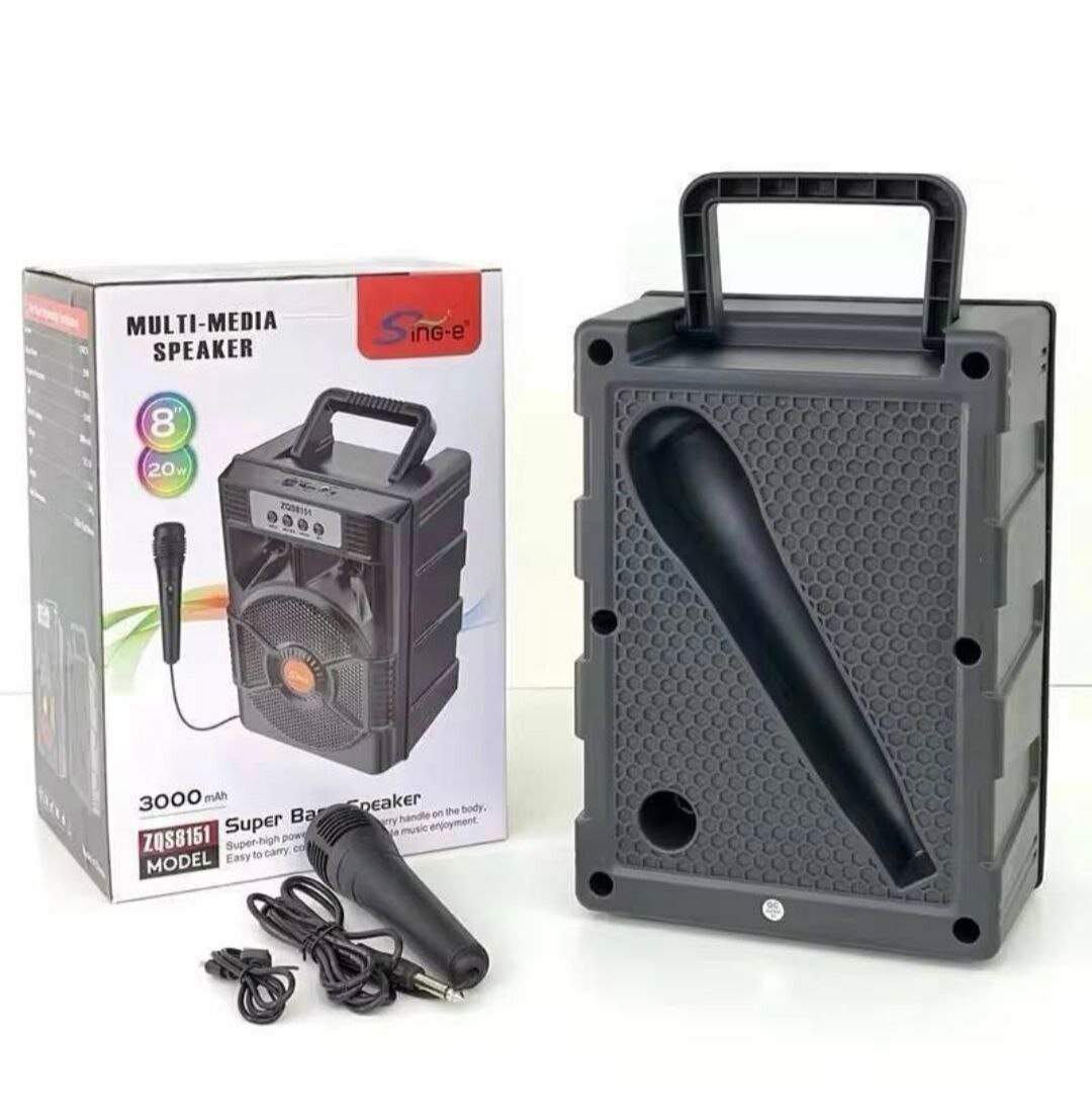 Singe-e ZQS8151 8" Портативная Bluetooth колонка — с микрофоном, 20W, 3000 mAh