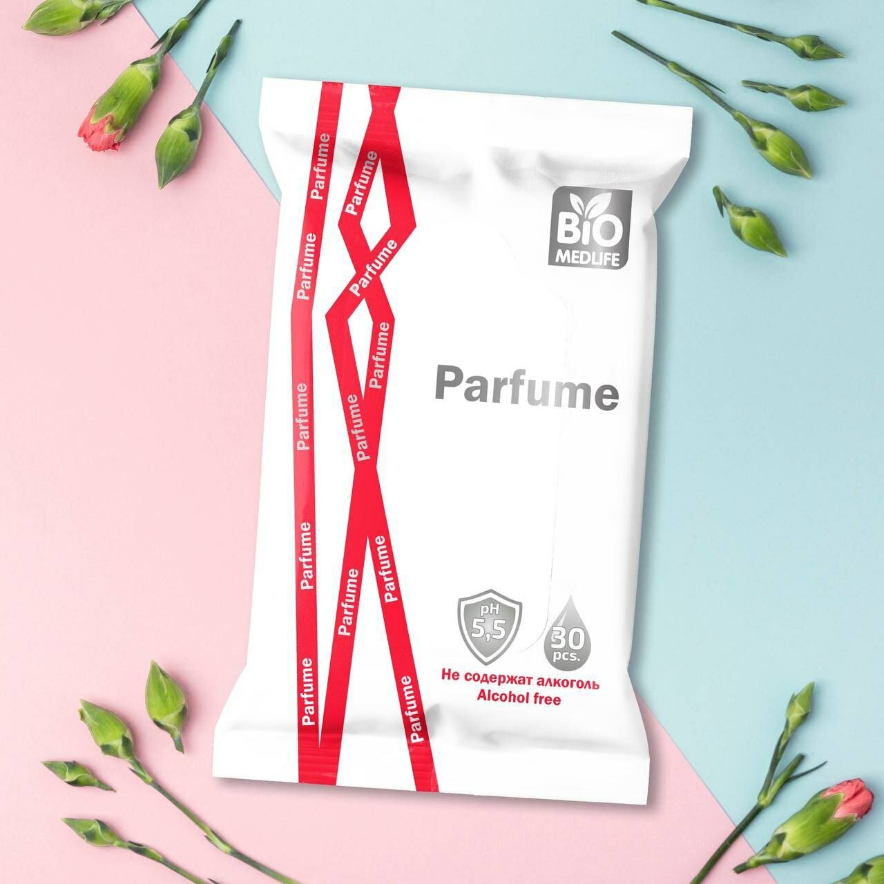 Влажные салфетки Bio Medlife "Parfume", гипоаллергенные, без спирта, 30 шт. 250г