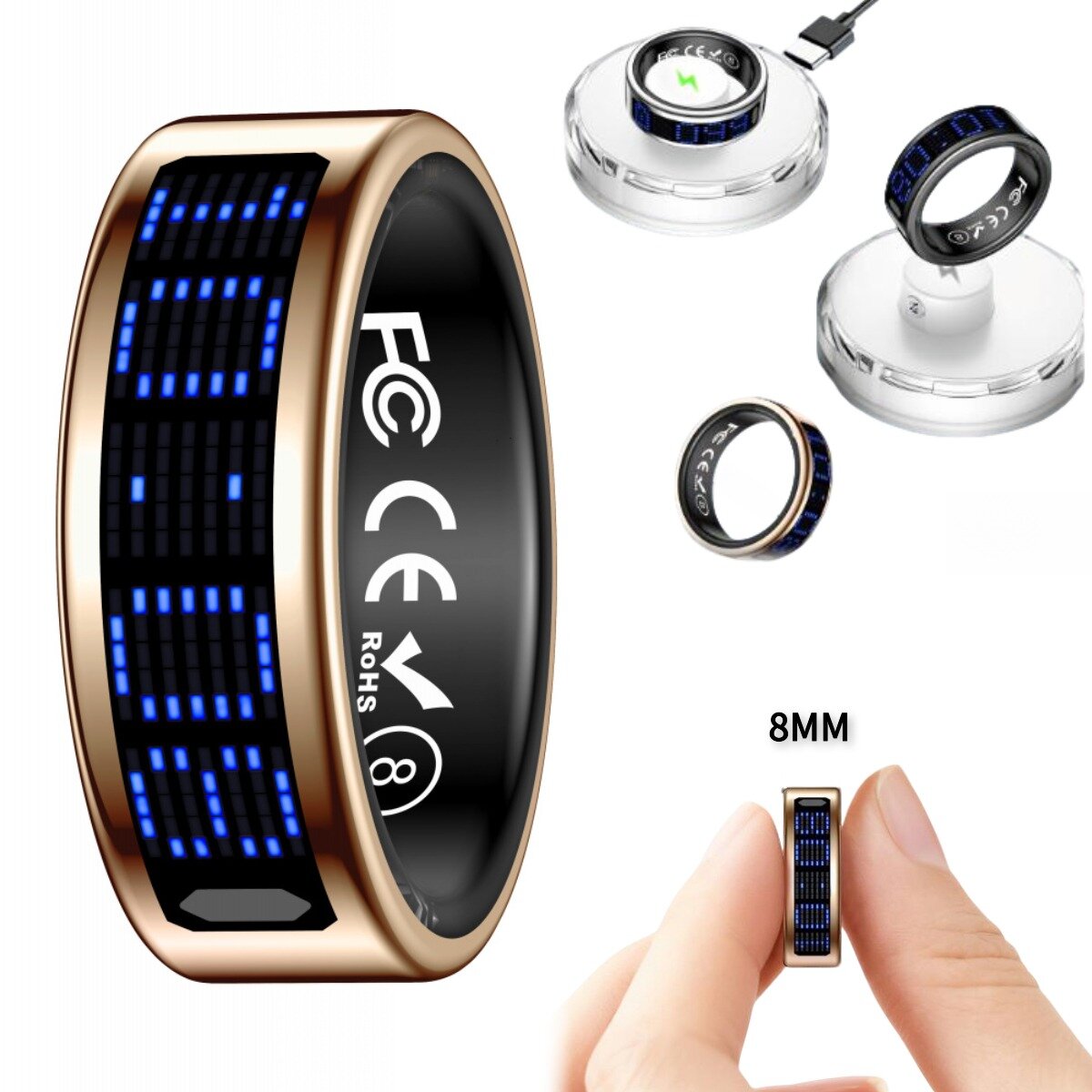 Умное кольцо JITE, с зарядной станцией, фитнес-функции, водонепроницаемость, розовое золото