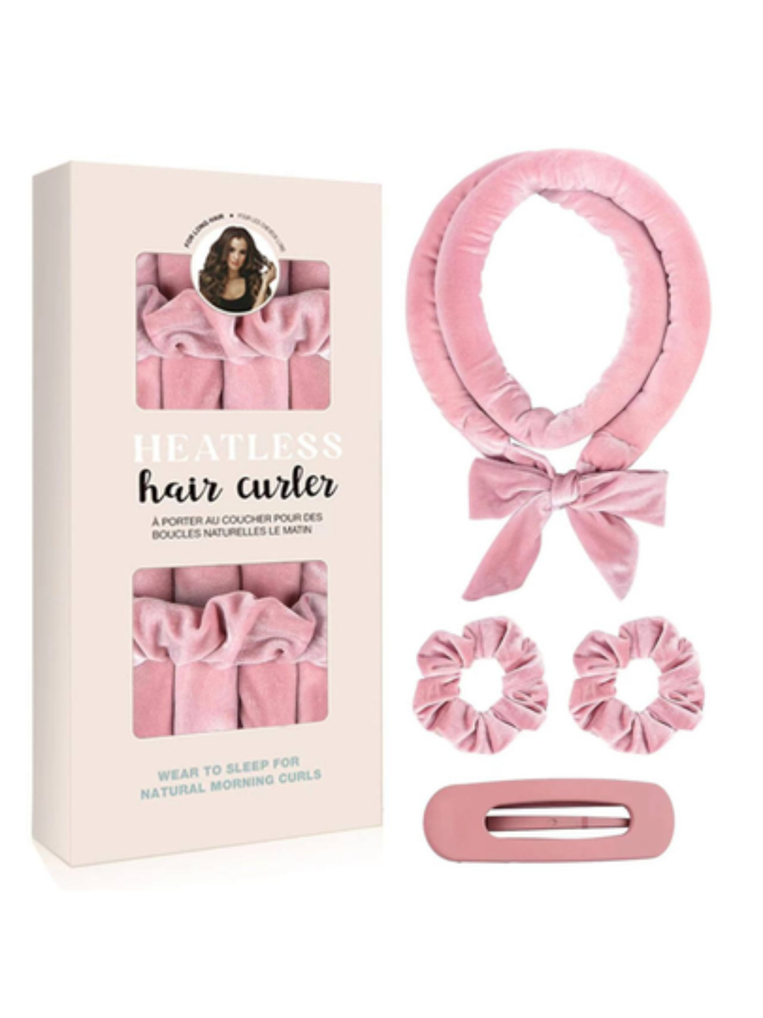 Бигуди Керлик, поролоновые, для локонов, ночные, 4см, комплект с заколкой и резинками, розовый, с блеском