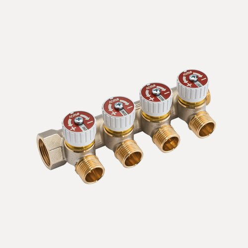 Изображение товара Коллектор простой сборный с отсекающими кранами, выходы 1/2"M. RU (ICMA Италия) 3/4"х 4 87227PC06RU