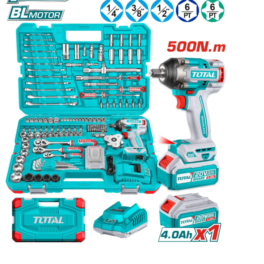 Набор инструментов TOTAL THKTHP31522: гайковерт + другие инструменты