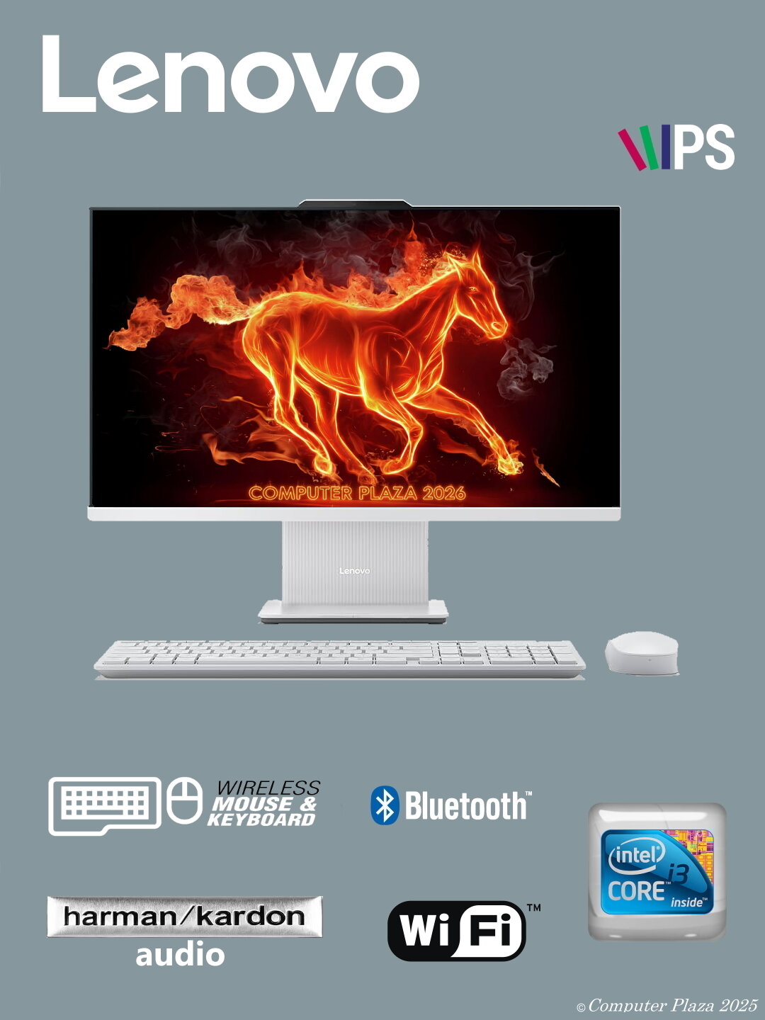 Моноблок Lenovo IdeaCentre AIO 27IRH9 Intel Core i3-1315U 8 Gb DDR5 512 Gb SSD CLOUD GREY DJRU