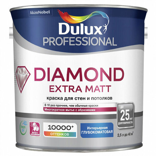 фото Краска для стен и потолков dulux diamond extra matt 2,25 л (база bc)
