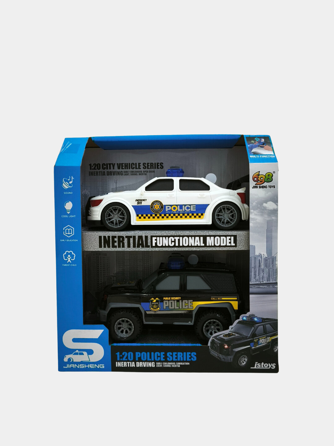 Набор машин, служебный транспорт, полицейская машина, внедорожник, спорткар, набор 2 шт — фото 1