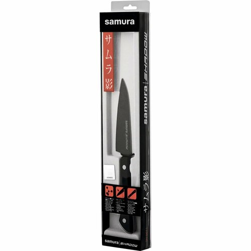 фото Нож кухонный samura shadow овощной с покрытием black-coating 99 мм, aus-8, abs пластик sh-0011/k