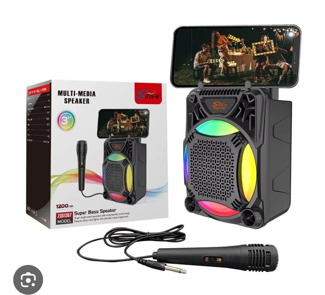 Беспроводная Караоке колонка ZQS1367 с Bluetooth, микрофоном и LED-подсветкой
