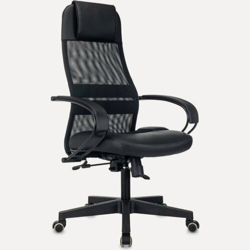 Изображение товара Кресло руководителя Бюрократ CH-NOVA LUX черный сет./ткань/экокожа крестов. пластик