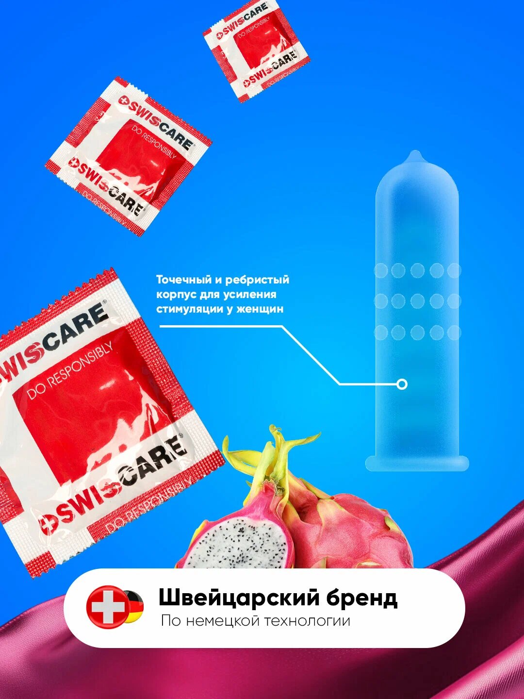 Презервативы Dragon Fruit со вкусом — ультратонкие, надежная защита, 1шт.