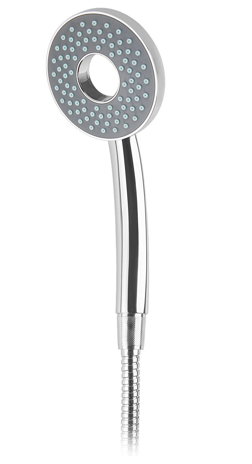 Лейка для душа со шлангом и держателем AV ENGINEERING AVSSS-031 1 функция, хром, пластик, шланг нержавеющая сталь 150 см