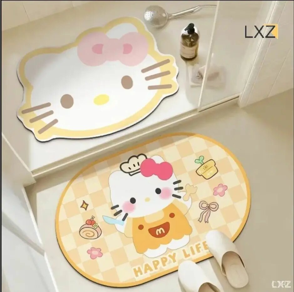 Эксклюзивный комплект из двух ковриков Hello Kitty 50x80 см для ванной и спальни в дизайне стиль 1