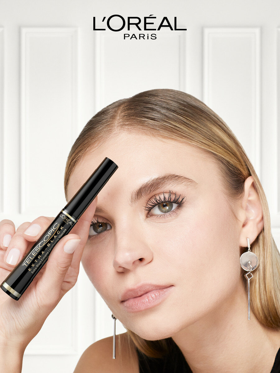 L'Oreal Paris  Тушь для ресниц TELESCOPIC для удлинения и разделения, экстрачерная, 8 мл — фото 1